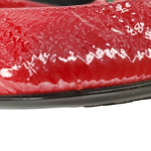 Gucci Web Stripe Red Patent Leather Ballet Flats - Picture 5 of 10
